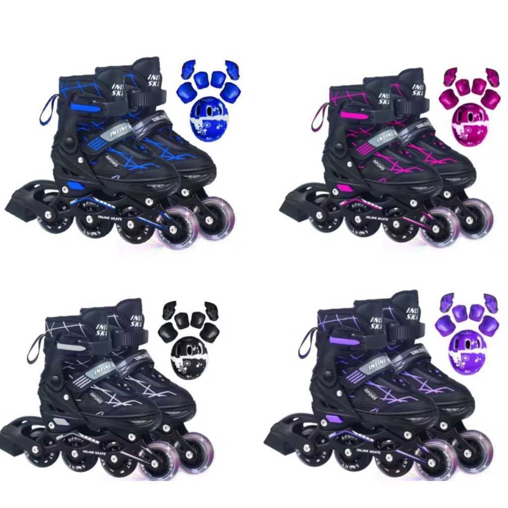 Patins Roller Inline Juvenil Adulto Semi Profissional Abec 7 Ajustável Com Kit Proteção