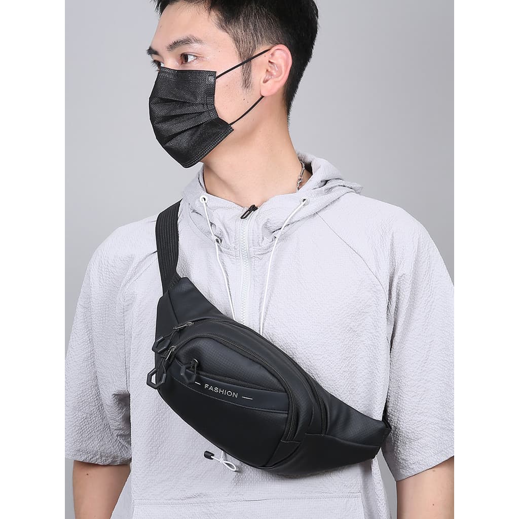 Bolsa de peito masculina de negócios Casual mensageiro bolsa de cintura bolsa de ombro grande capacidade zíper multicama