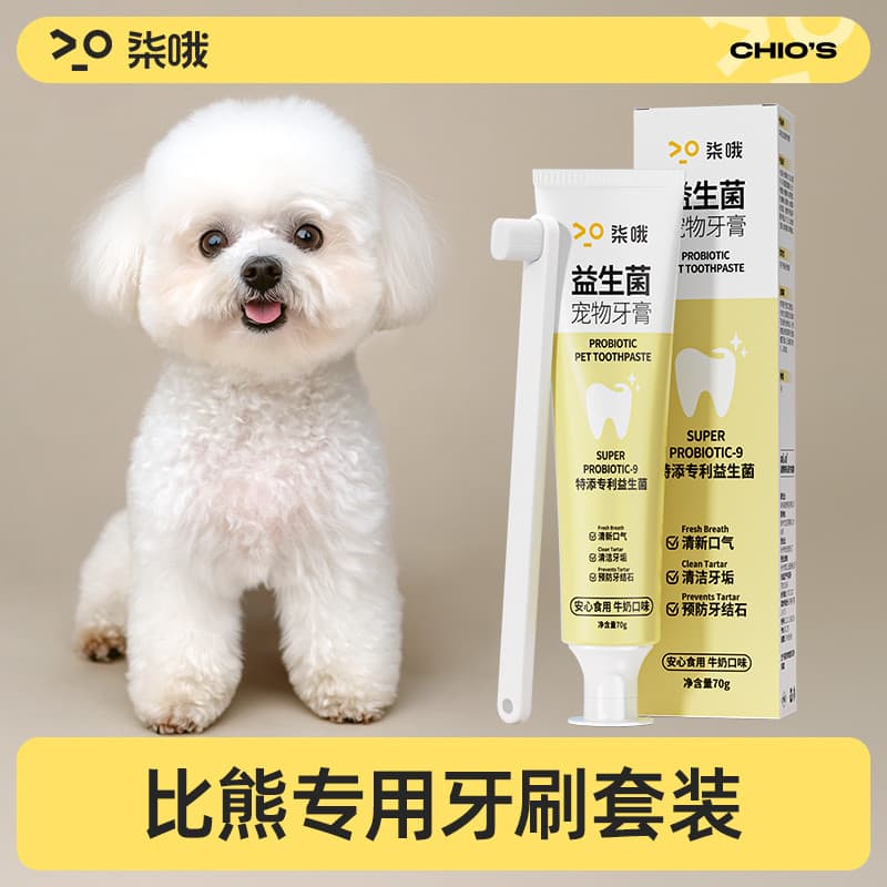 Escova de dentes para gatos e animais de estimação, conjunto de pasta de dente para cães pequenos, Bichon, Remove mau há