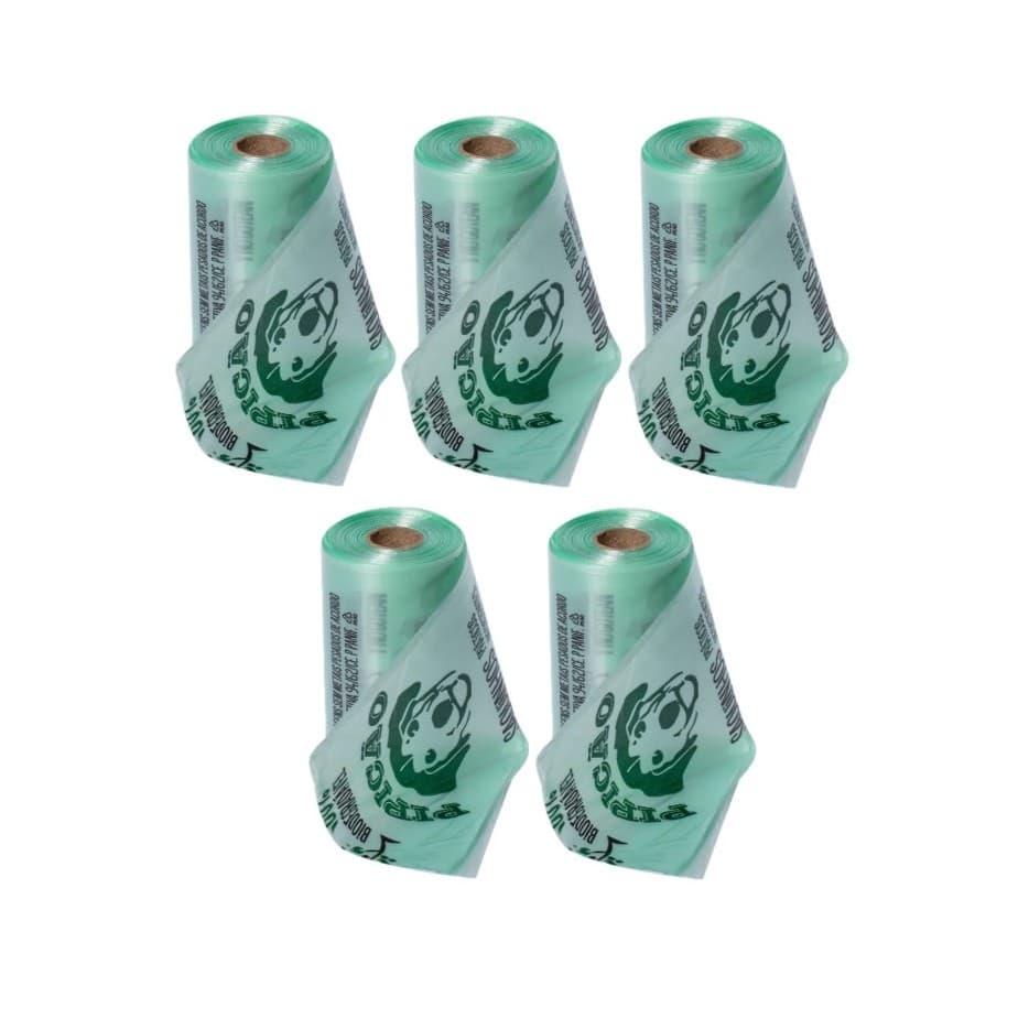 Saquinho Pipicão Verde Biodegradável 39x25cm 5 Rolos / 75 un