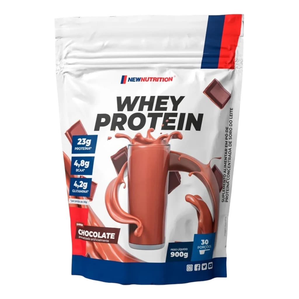 Whey Protein Concentrado Newnutrition Sabor Chocolate 900g