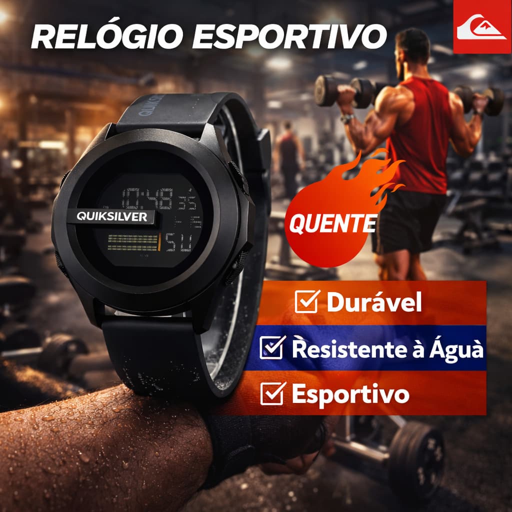 Relógio Digital Masculino Original Quiksilver Q-TEC Esporte À Prova D'Água Envio Imediato Oferta