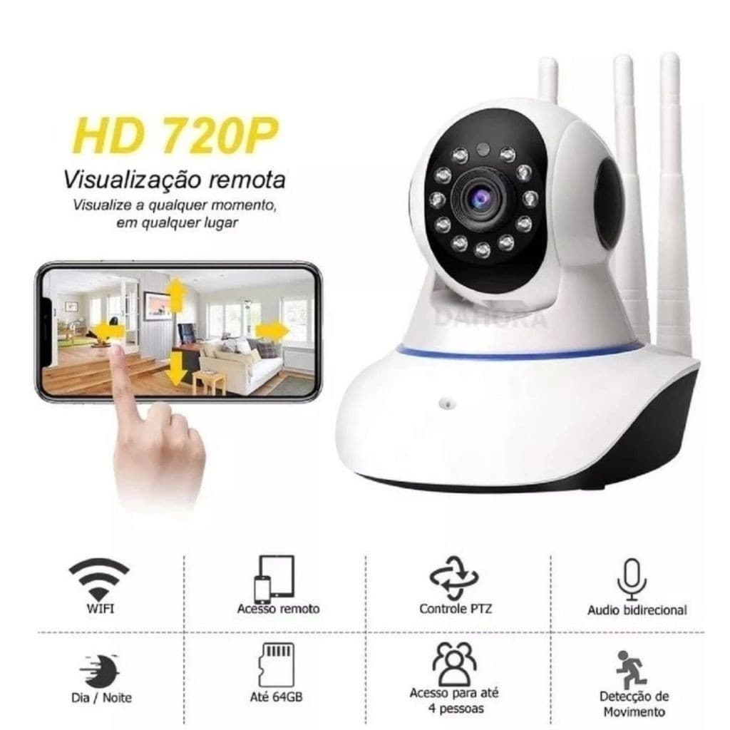 Câmera Segurança Wi-Fi Segurança 360º 720p Sistema Yoosee