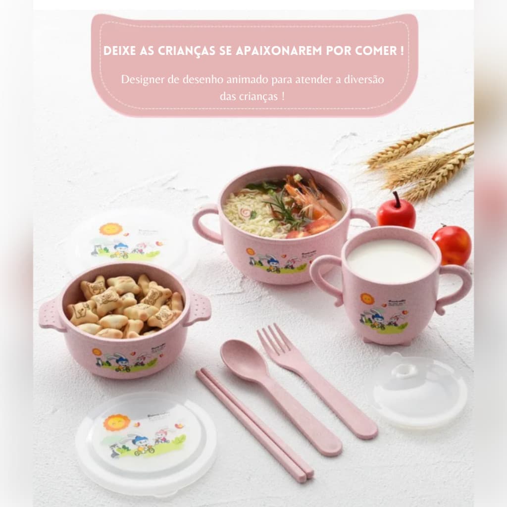Conjunto Louça Infantil 6 Peças com Figura - Pratos e Copos Infantil 0016