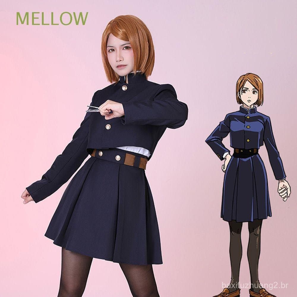 MELLOW Feminino Kugisaki Nobara Saia Curta Saco Cintura Jujutsu Kaisen Anime Roupas Cosplay Traje Conjunto .