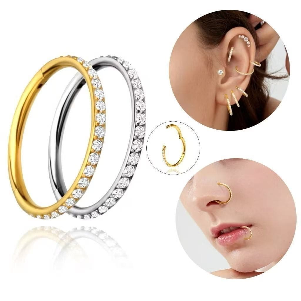 Piercing Orelha Nariz Argola CLIK Titânio Pvd Zircônia Piercing Septo de Boca Argola Titanium