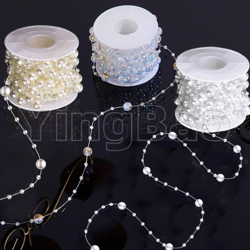 5/10 Metros 8 + 3mm Linha De Pesca Pérolas Artificiais Contas Corrente Guirlanda Flores DIY Decoração De Festa De Casame