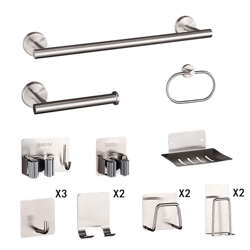 Kit Acessórios Banheiro 15 Peças Inox SUS304 Toalheiro Papeleira