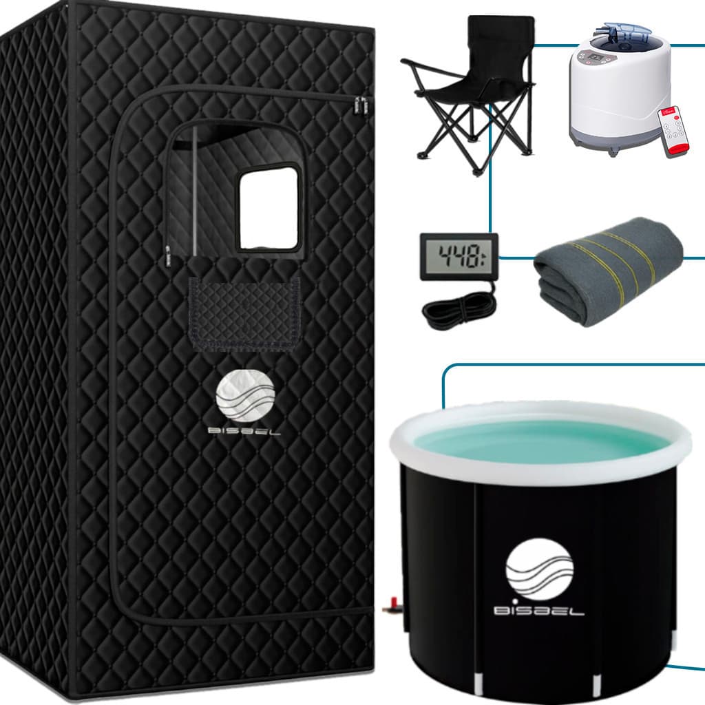 Kit Sauna Vapor Portátil Úmida e Banheira de Gelo Recovery Relaxamento Residencial 220v e 127V Com Temporizador Cadeira