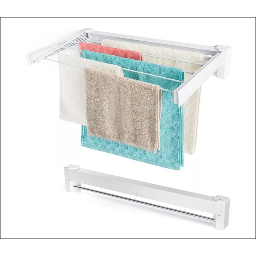 Varal Retrátil Dobrável De Parede Muro Compacto Aço 70cm