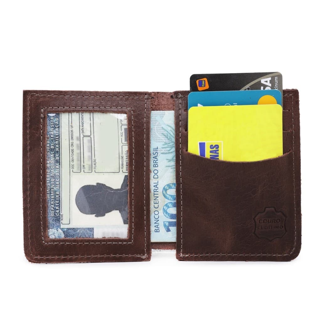 PORTA CARTÃO CNH EM COURO 100% LEGITIMO MODELO SLIM COMPACTA MODERNA