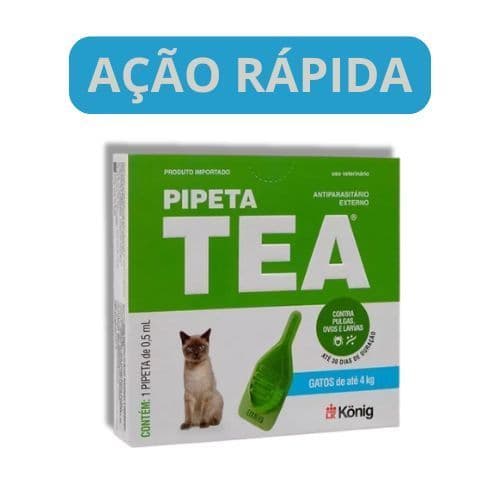 Antipulgas Antiparasitário TEA para GATOS até 4Kg pipeta 0,5ml com 1 UNIDADE