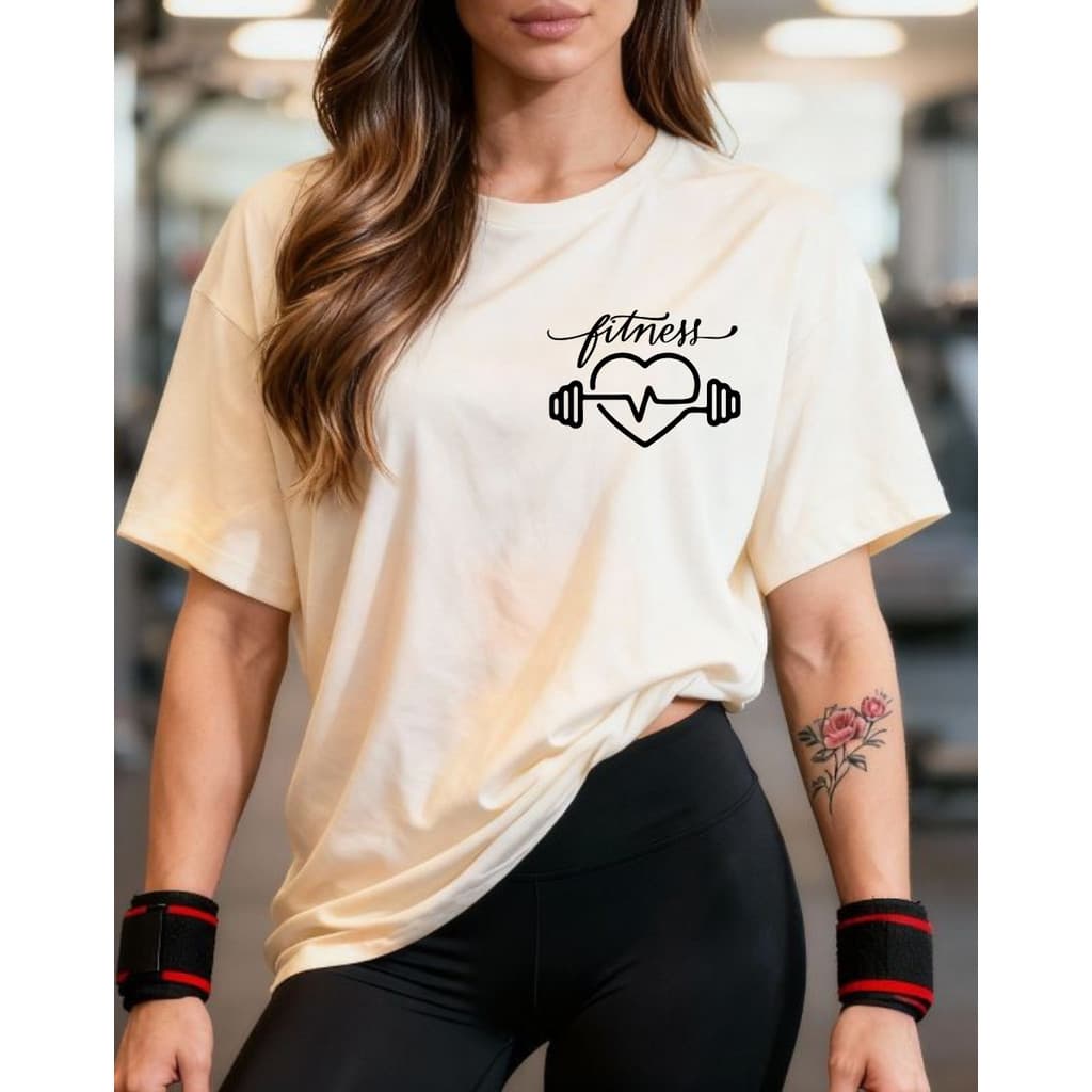 Camiseta Tshirt Oversized 100% Algodão Feminina Gym Treino Academia Camisa Fitness Musculação halter fofo