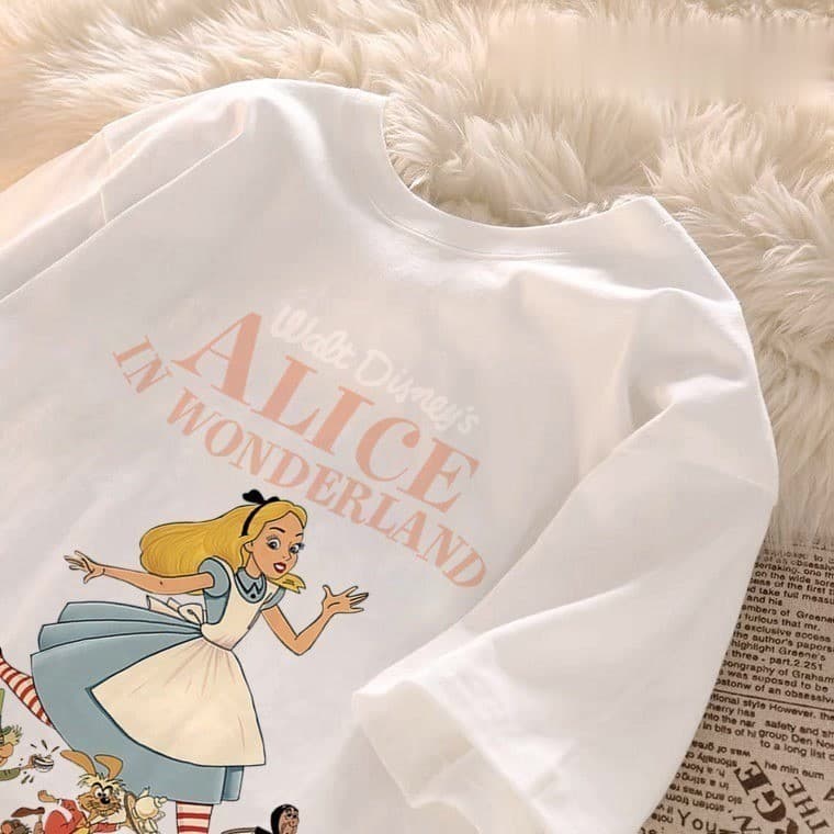 Camiseta Feminina Alice Estampa Sublimada 100% Algodão