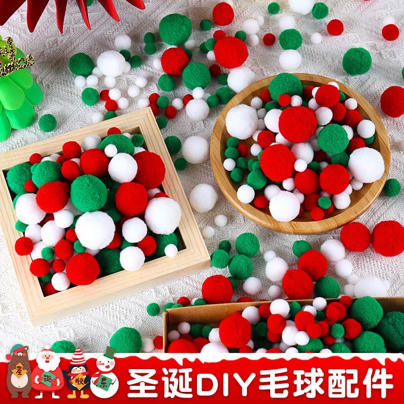 Pasta de mão natal cabelo vermelho bola verde bola branca diy Material acessórios para o cabelo decoração da árvore de n