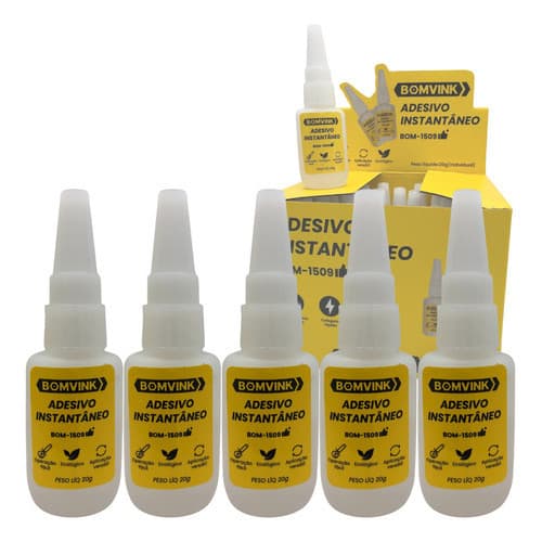 Kit C/ 5 Super Cola Instantânea Adesivo Borracha Couro Vidro