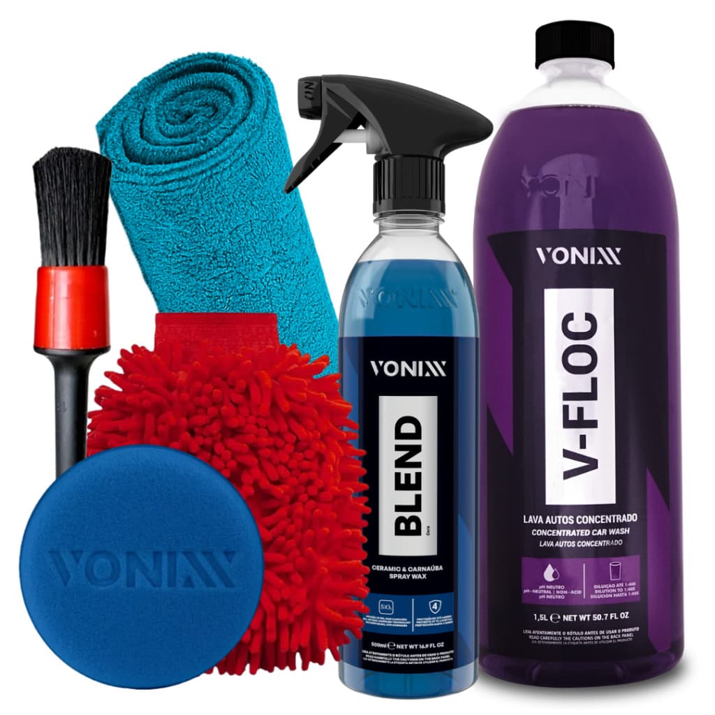 Kit Lavagem De Moto Shampoo Cera Blend Luva Toalha Vonixx
