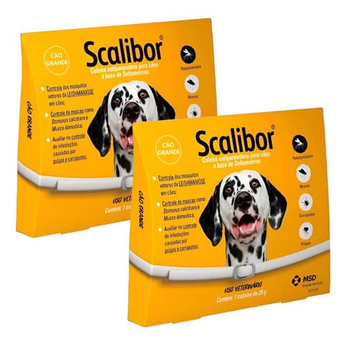 Kit 2x Coleiras Scalibor 65 Cm Antipulgas E Carrapatos Cães Cinza