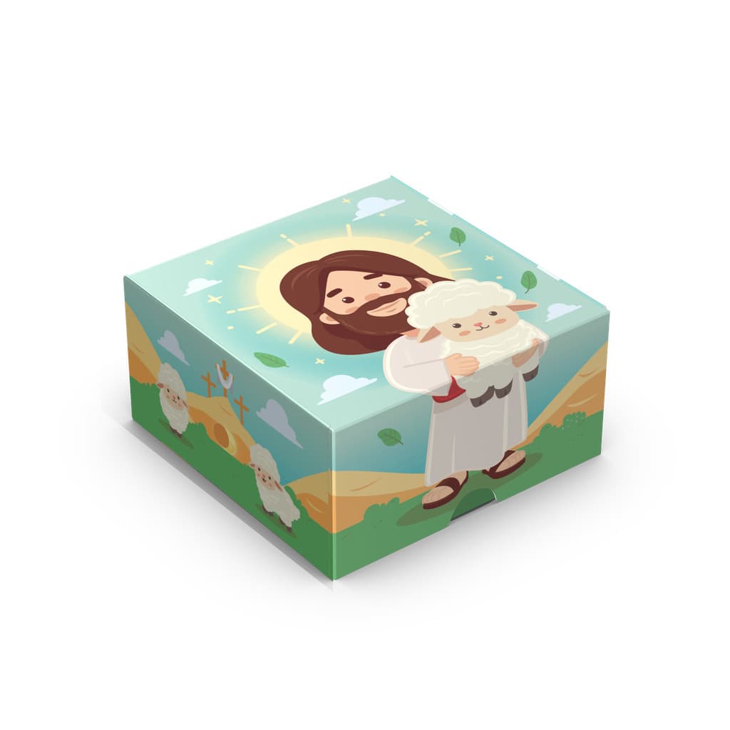10 Caixa para 4 doces , embalagem de Páscoa Cristã Jesus Lembrancinha, bombom, brownie