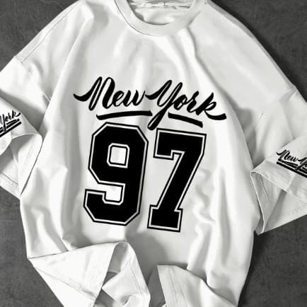 Blusa Oversized Camiseta Larga Unissex New City York 97 Moda Gringa Estilosa Algodão Verão