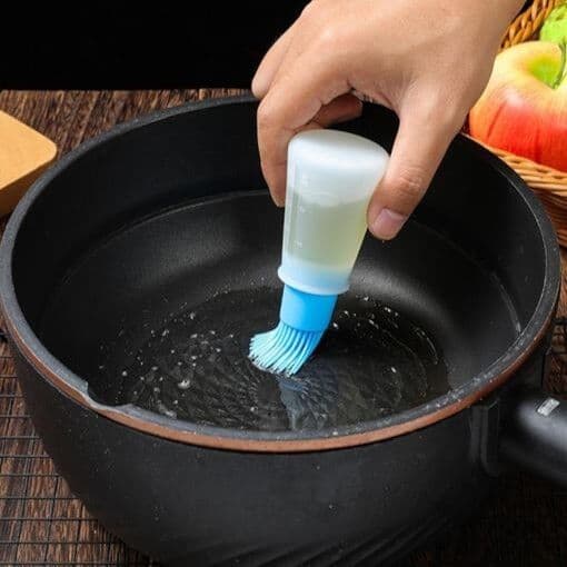Pincel Culinário Silicone com Reservatório 60ml Dosador Óleo Cozinha Easy Kitchen