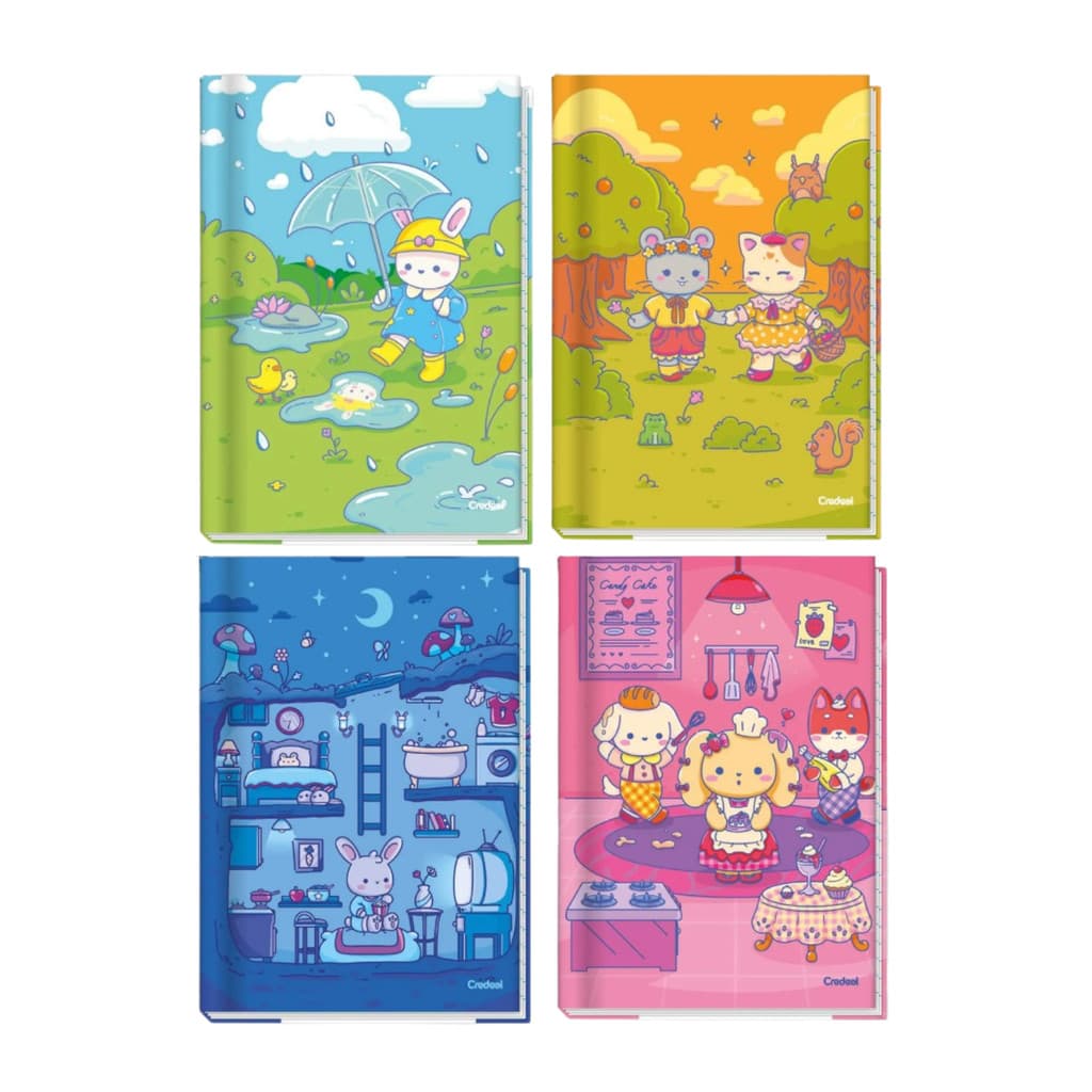 CADERNO BROCHURA 1/4 PEQUENO TINY TAILS CREDEAL | CAPA DURA