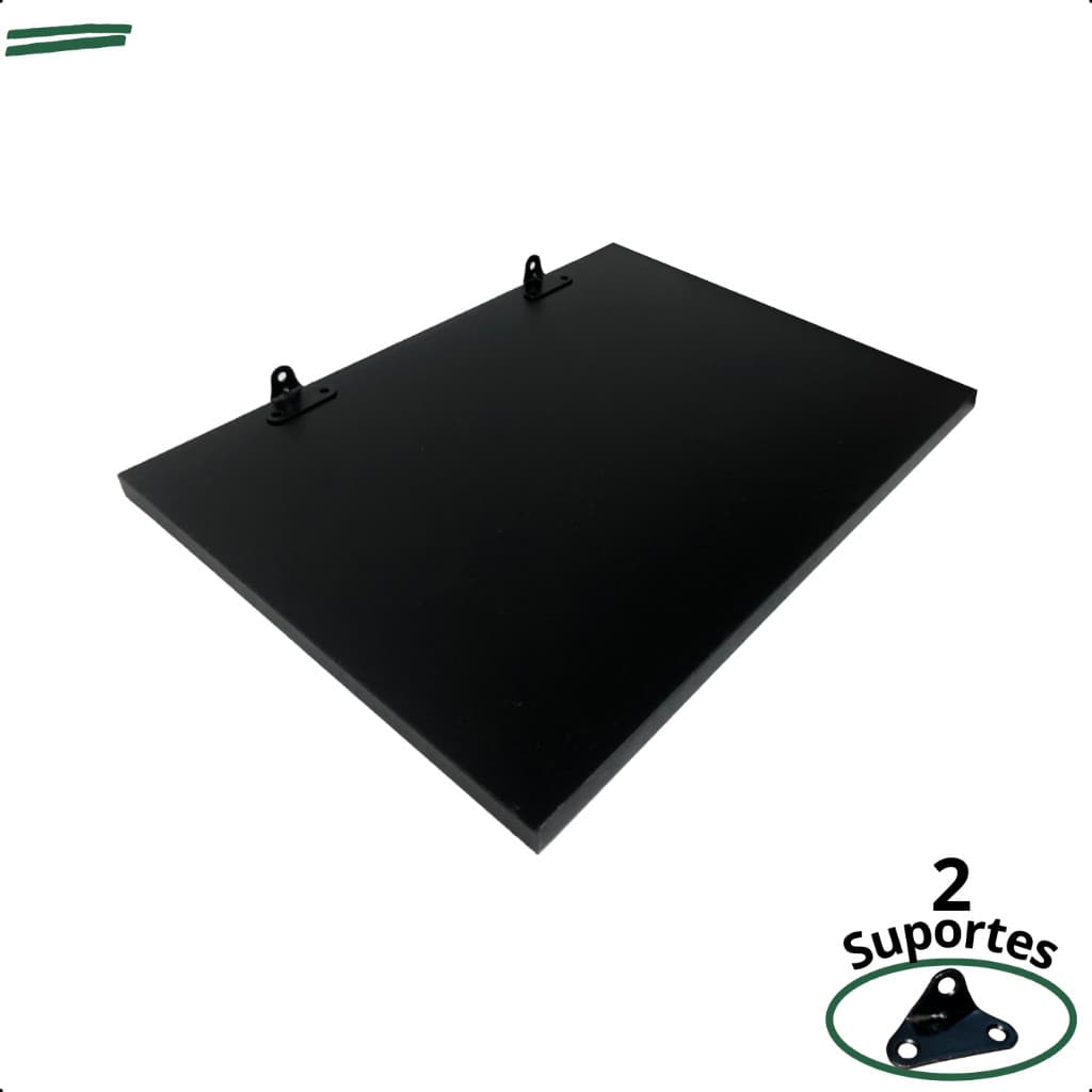 Prateleira Preta 40X30 Com Suporte Flutuante Mdf  Organizadora Decoração Cozinha Quarto Banheiro
