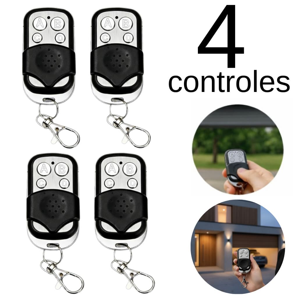 Controle Remoto Universal Portao Automático Garagem 433Mhz Elétrico Eletronico 4 Botões Residencial