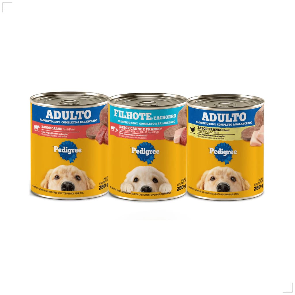 Kit 5 Ração Sache Úmida Lata Pedigree Cães 280g Patê Sabores