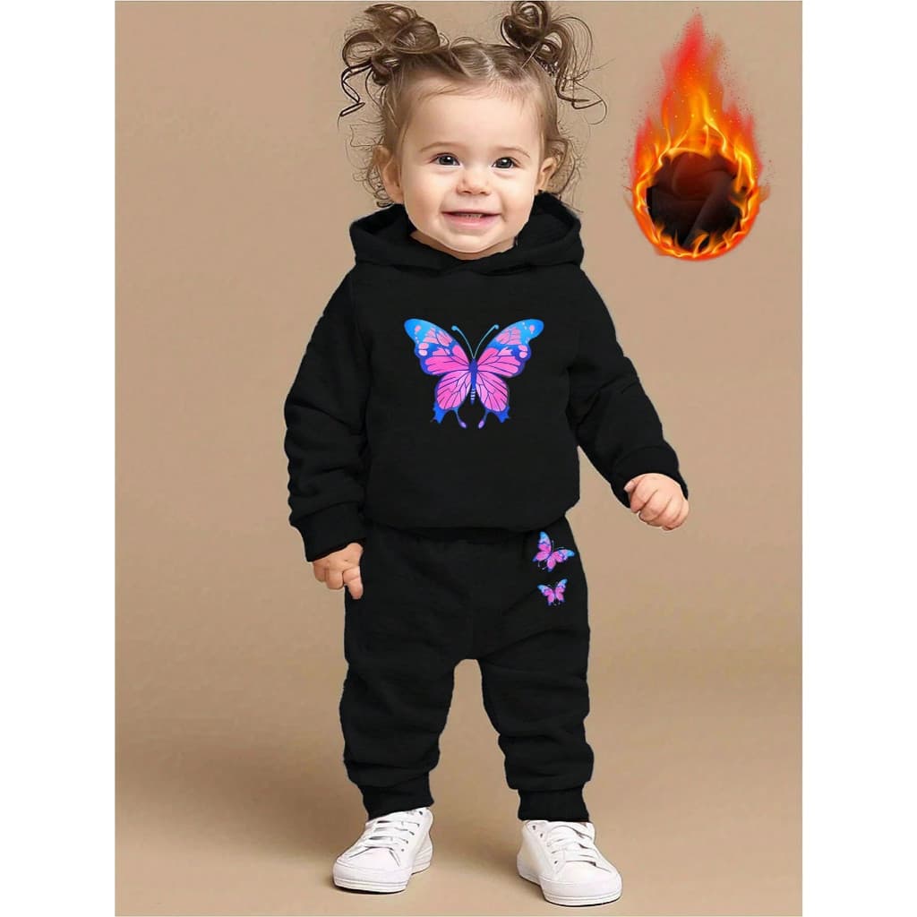Conjunto Infantil Moletom Com Capuz Calça Blusa De Frio Menina 500