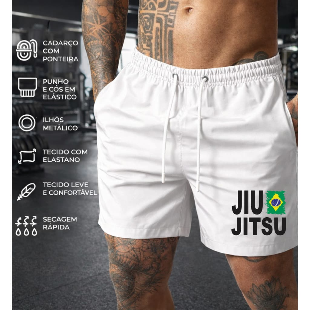 Bermuda Masculina Short Tactel Leve Confortavel Corrida Academia Treino Musculacao Jiu Jitsu Brasil