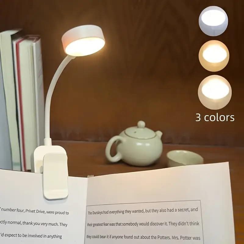 Luz De Leitura De Livro Recarregável Mini LED Clipe Para Cuidados Com Os Olhos Noite 360 ° Lâmpada Ajustável