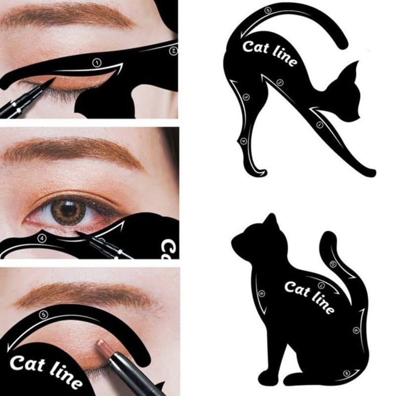 Women Cat Line Eye Makeup Eyeliner Unique Stencils Templates Makeup Tools Molde Estêncil Maquiagem Para Olhos