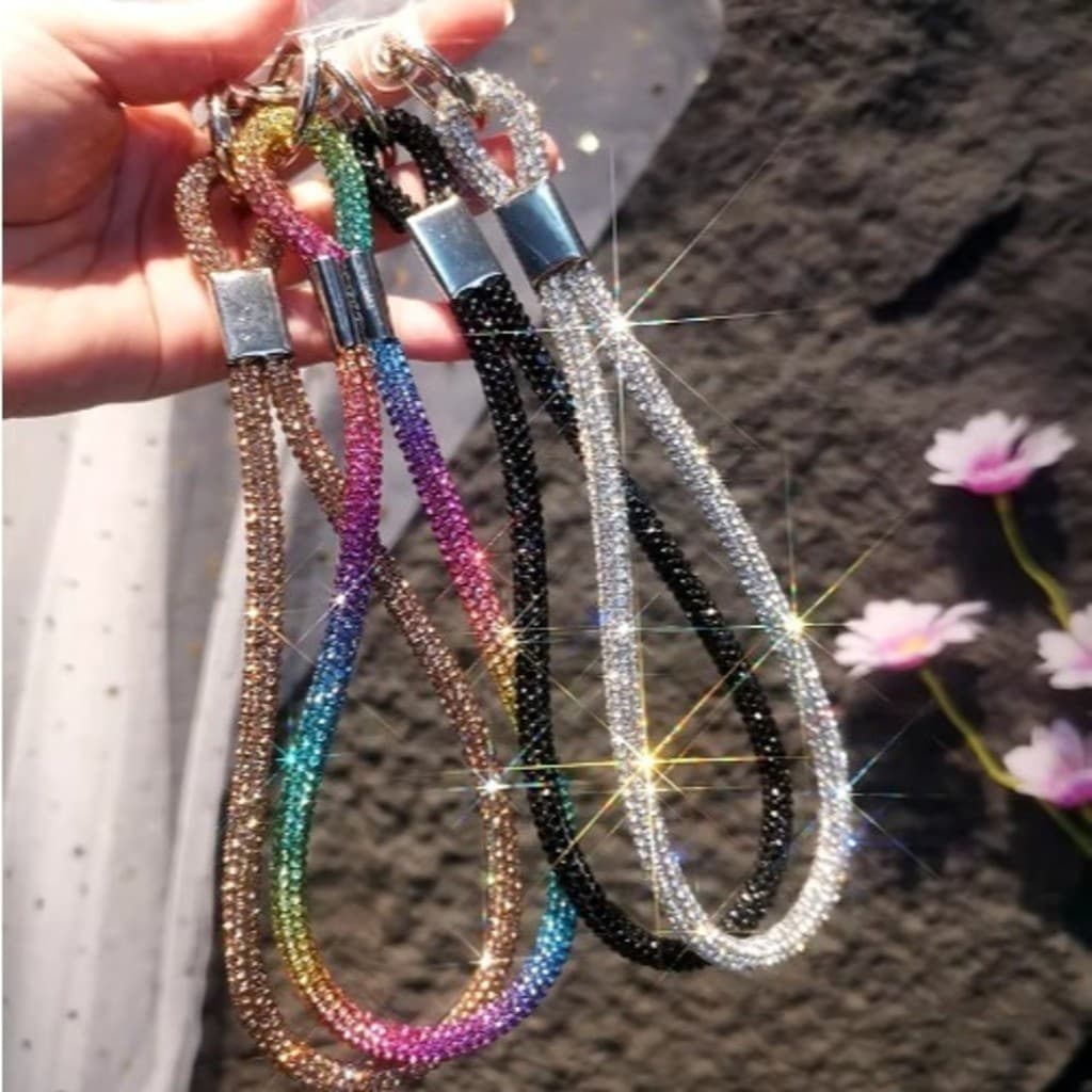 Cordão Antiperda Para Celular e Cordão De Strass Brilhante Pendurar No Cristal e Chaveiro Acessórios