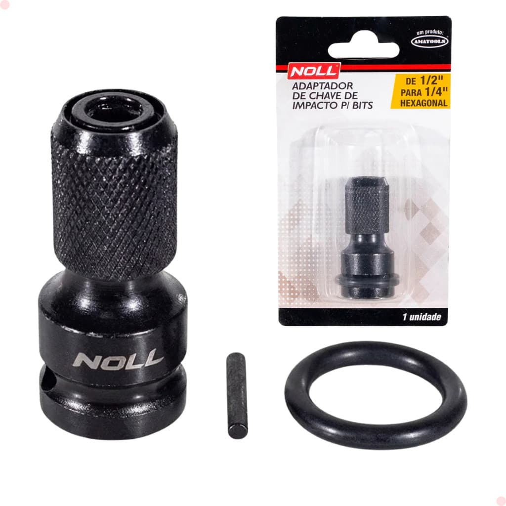 Adaptador Soquete Noll de Chave de Impacto de 1/2 Pol Para Bits Ponteira 1/4 Pol