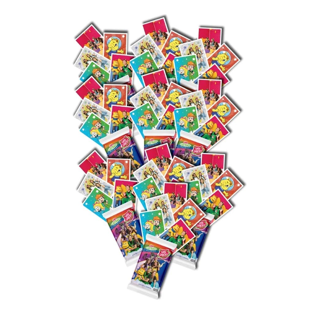 kit 5 envelopes de figurinhas 25 cromos Gato Galáctico