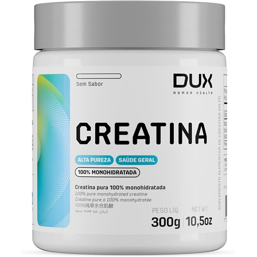 Creatina Monohidratada Sem Sabor - Pote 300g - Suplementação Treino Academia, Ganho Muscular - DUX HUMAN HEALTH
