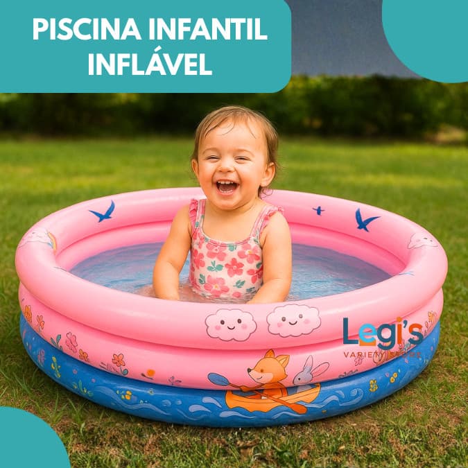 Piscina Inflável Infantil 170L, 130L – Compacta, Fácil de Encher e Ideal para o Banho de Verão em Casa