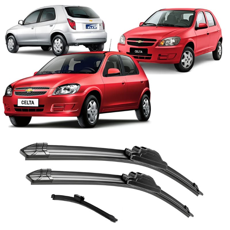 Kit Palheta Limpador Parabrisa Silicone Chuva Celta 2000 A 2015