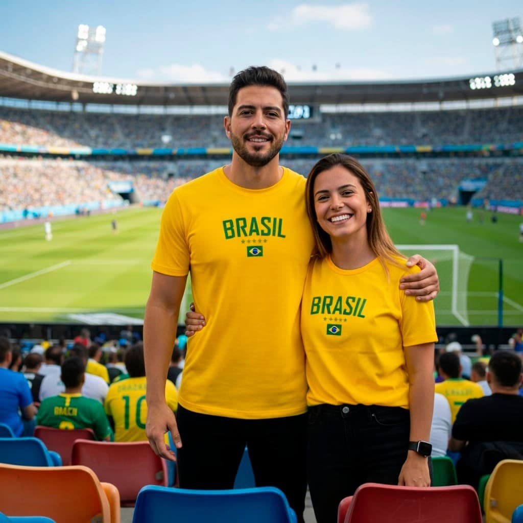 Kit Com 2 Camiseta Estampa Brasil Masculina Feminina Unissex 100%Algodao Fio 30.1 Frete Gratis