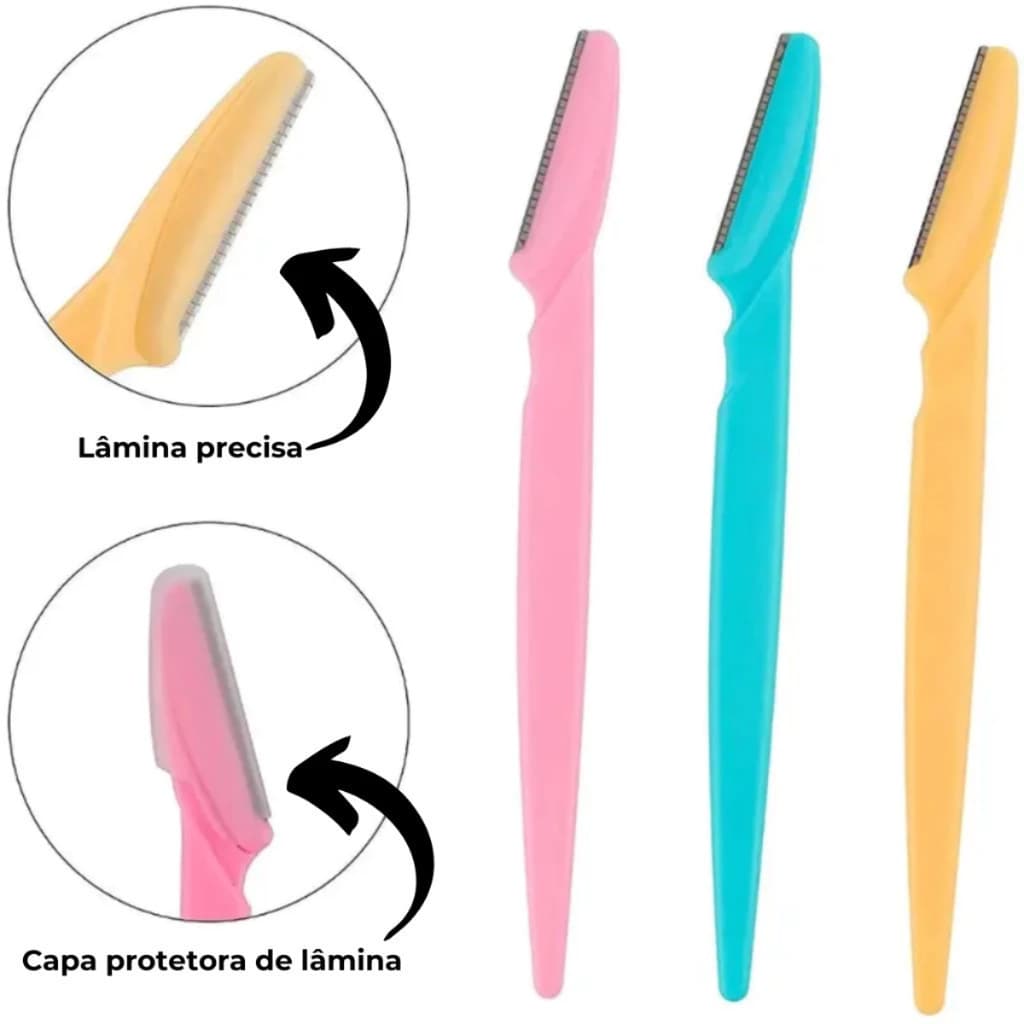Kit 18 Lâmina Sobrancelha e Rosto Navalha Navalhete para Depilação Facial sobrancelhas buço e axila