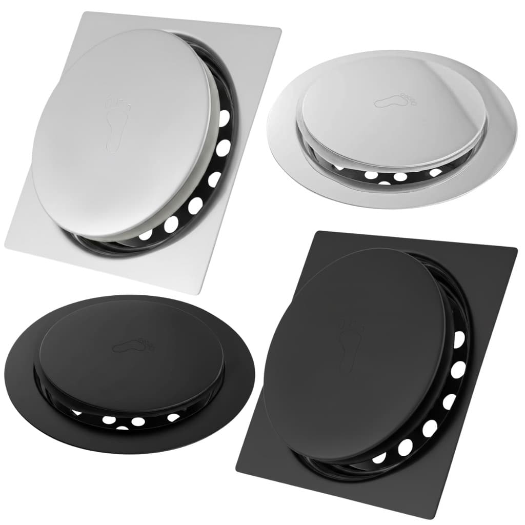 Ralo Click Inteligente em Metal Inox 10x10/15x15  Cromado Preto Piso Banheiro Quadrado Redondo