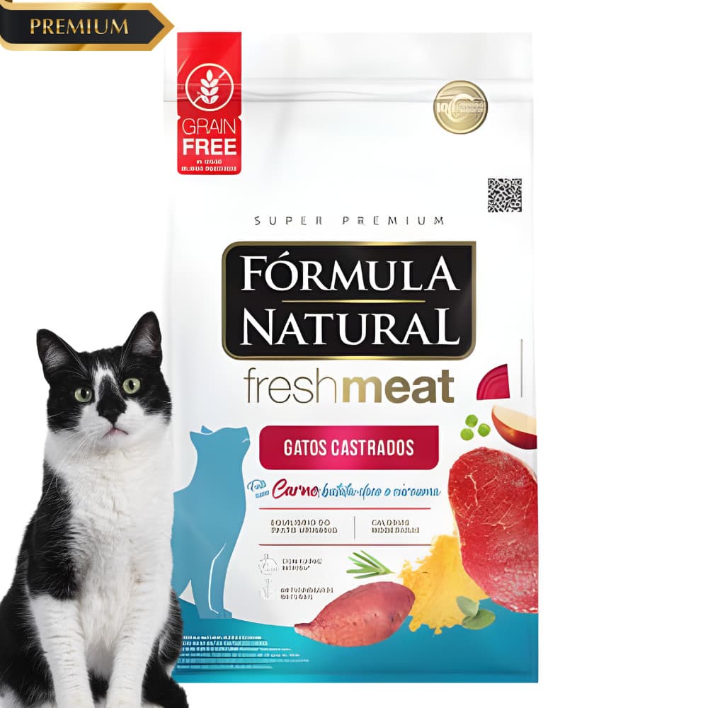 Fórmula Natural Fresh Meat Carne Gatos Castrados 1kg Controle de Peso Saúde Urinária