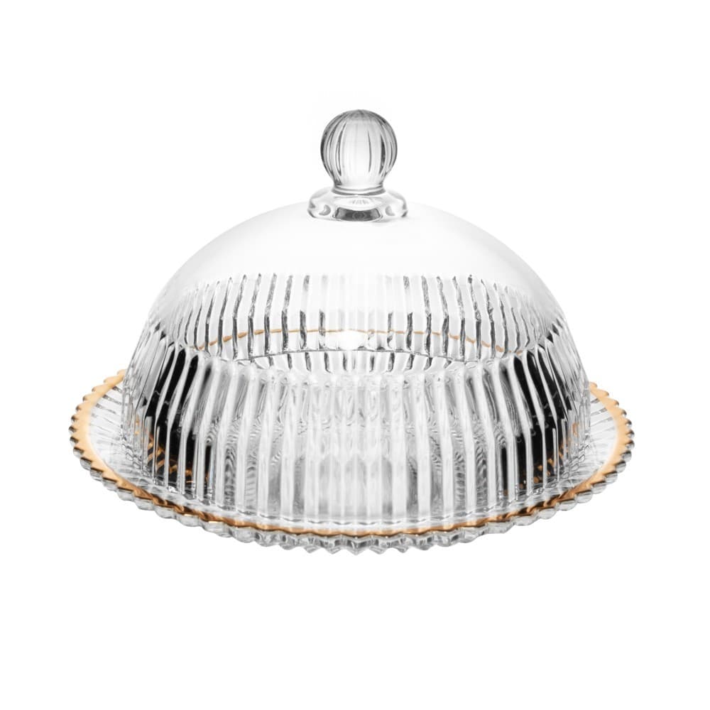 Queijeira de Cristal 20cm Império Fio de Ouro Wolff