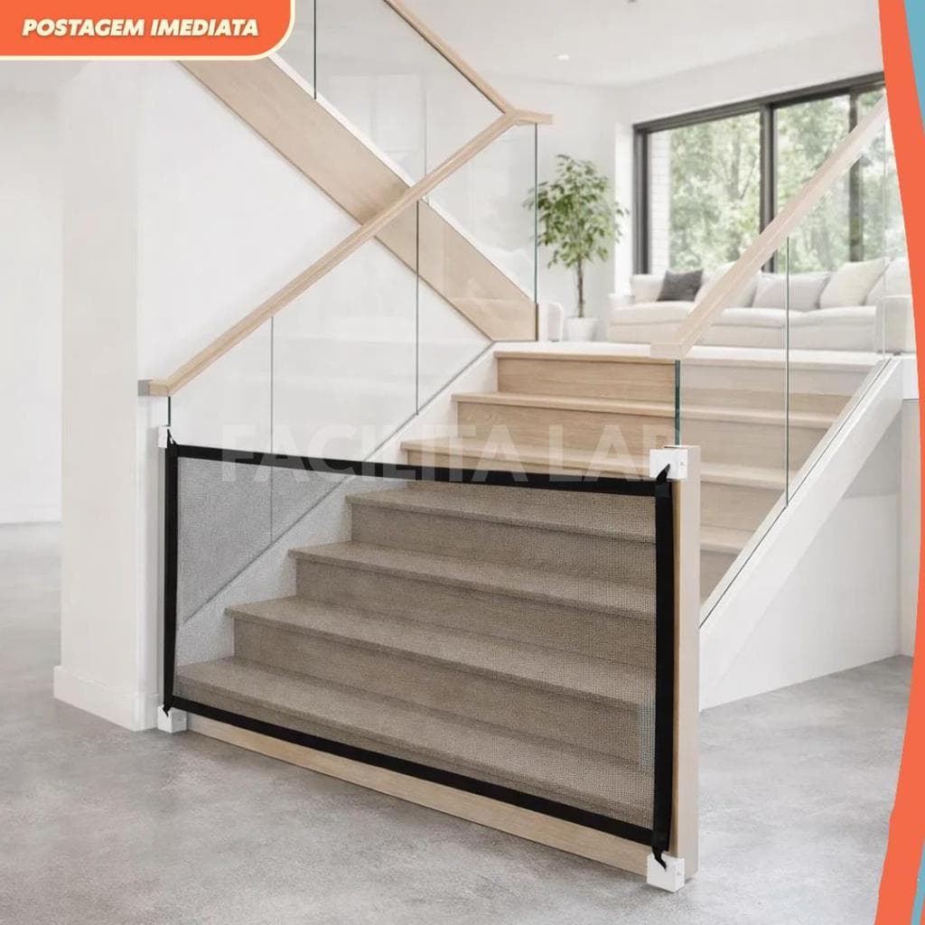 Tela de Proteção para Cachorro 110x73cm Portão Pet Escada Segurança Fácil Instalação