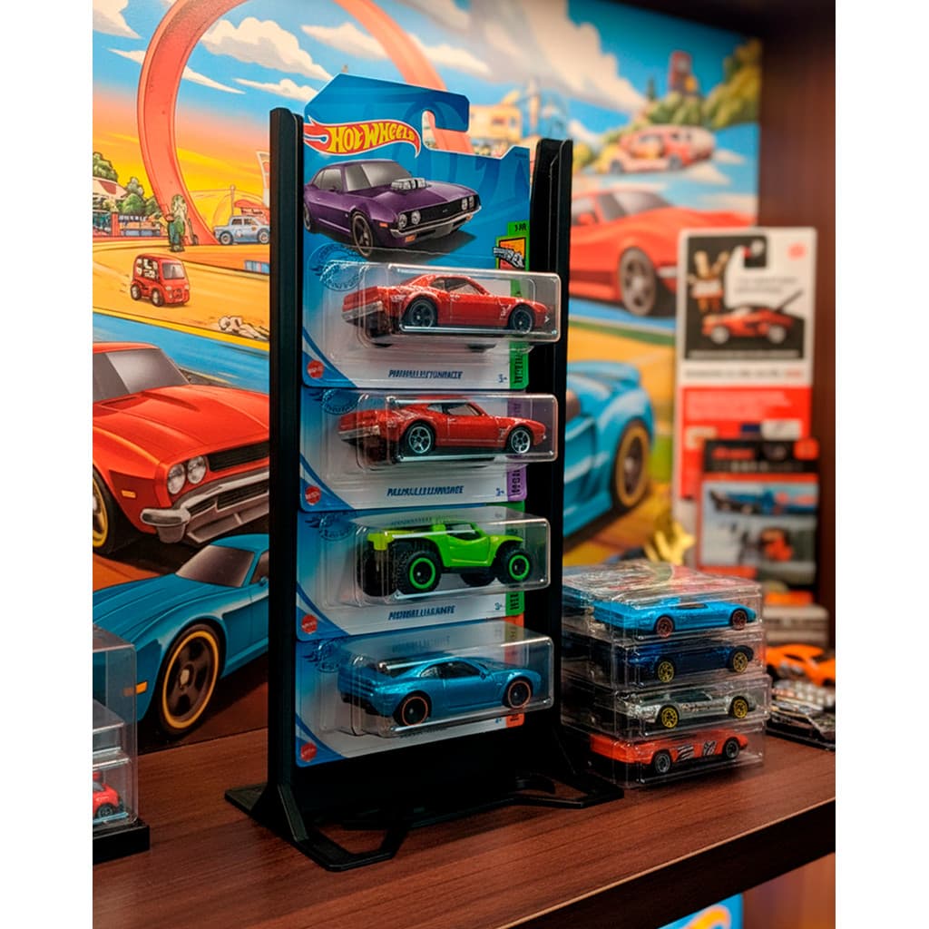 Expositor/Display de mesa para até 5 embalagens de carrinhos Hot Wheels