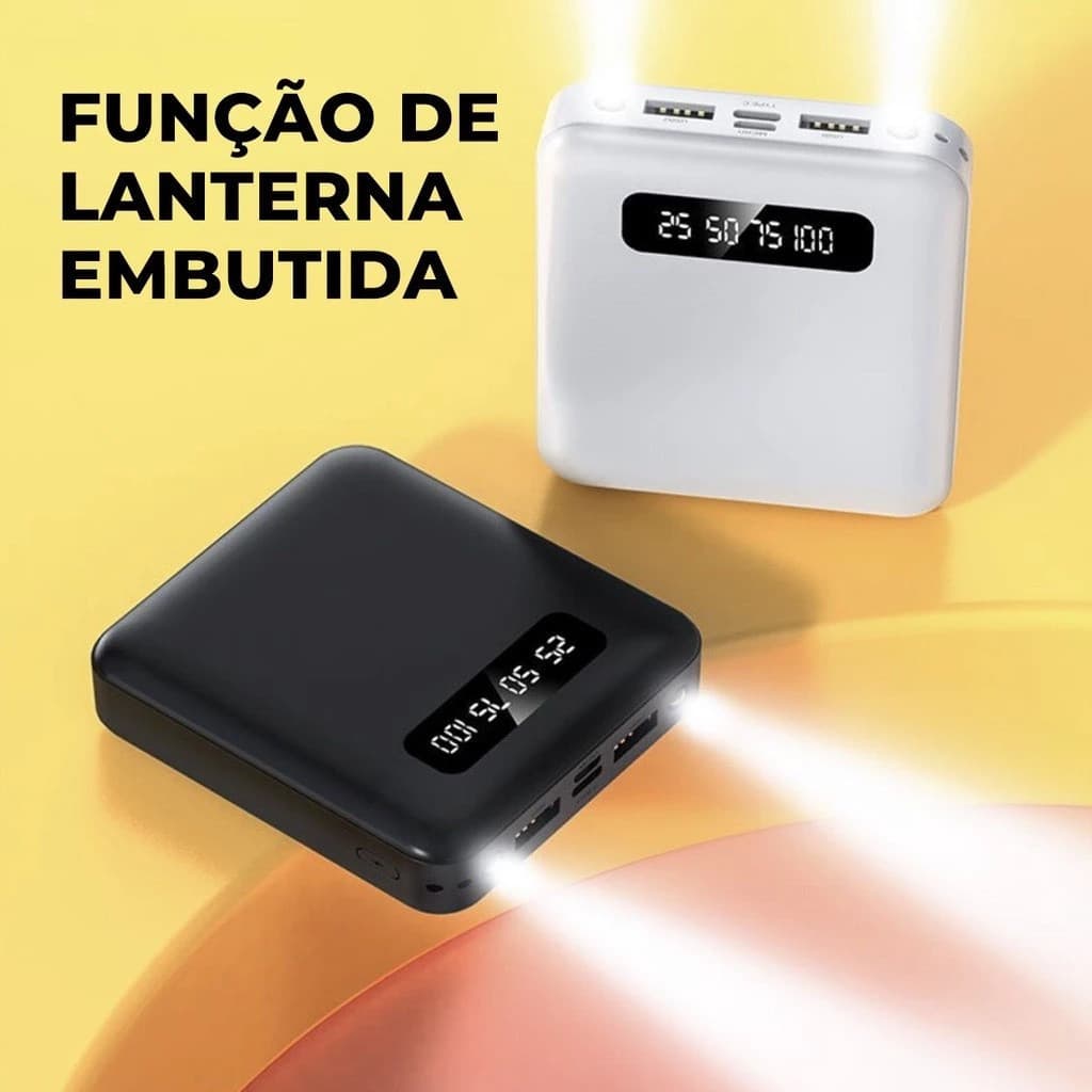 Carregador Portátil 10000mah com 4 cables de carga rápida Banco de energía digital LED