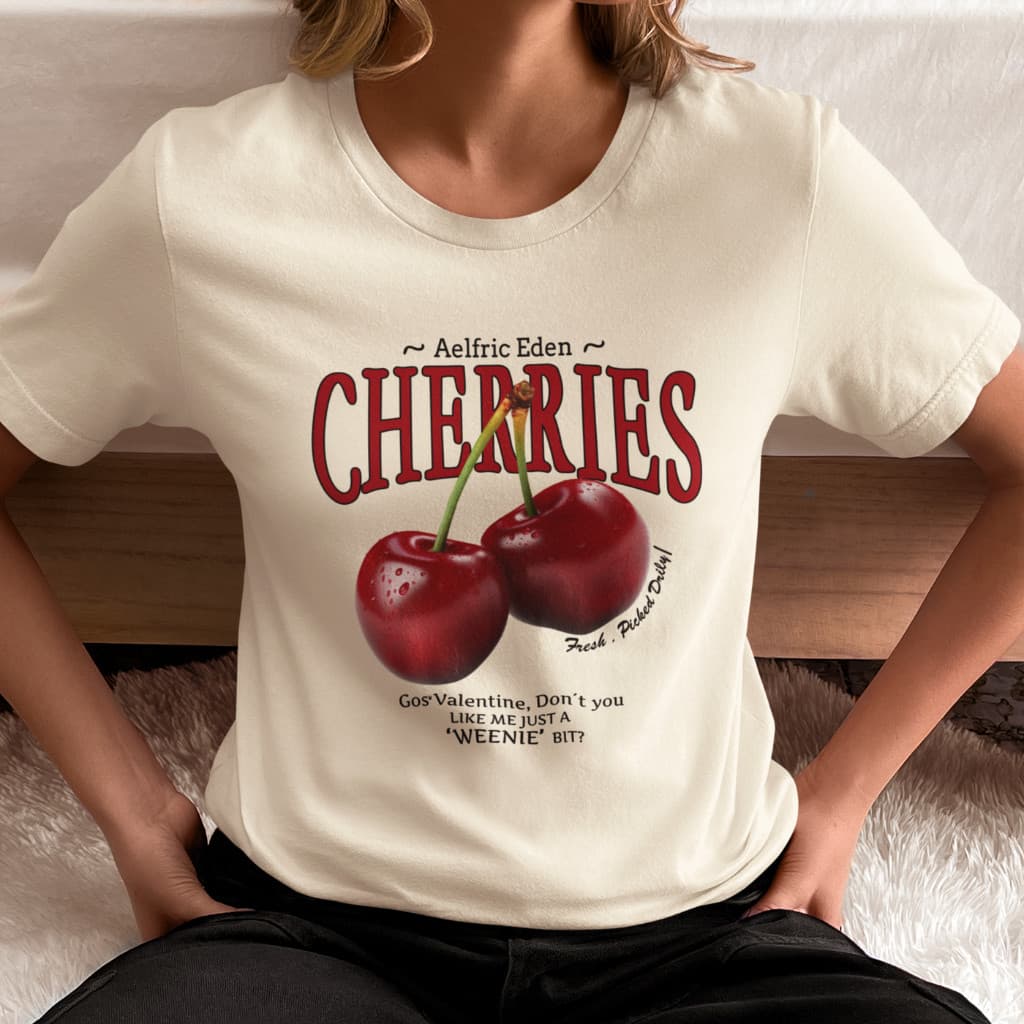 Camiseta Feminina Cereja Cherries Estampada  Blusa 100% Algodão Vermelha Moda Casual Vintage Retrô Tendência