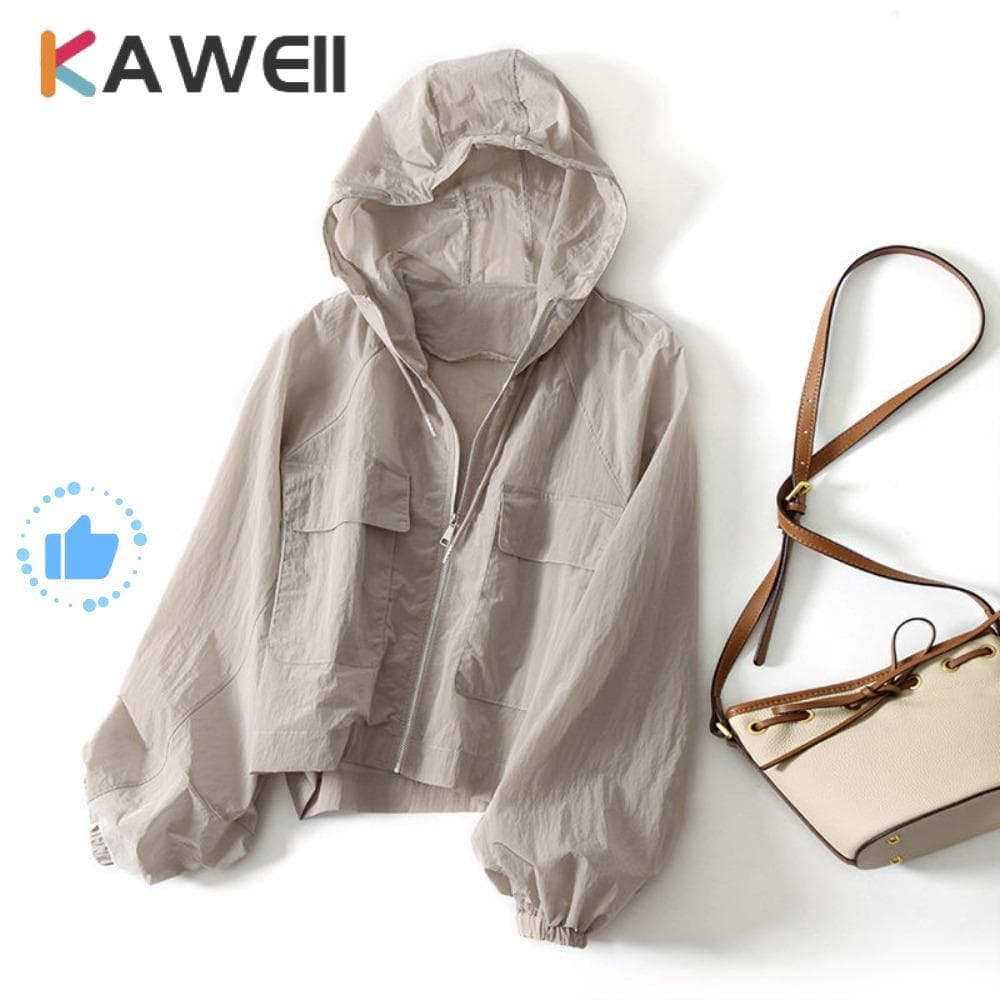 Roupas De Proteção Solar KAWEII , Jaqueta Fina De Manga Comprida De Verão Com , Corta-Vento Solto Anti UV De Secagem Ráp