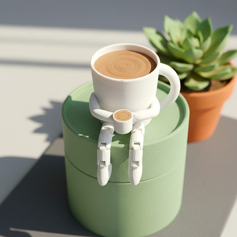 Promoção Miniatura Xícara de Café com Pernas Articuladas Impressão 3D